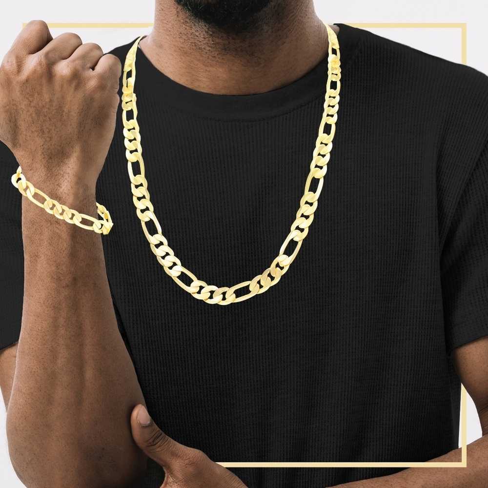 14kt Gold Filled  8mm Figaro Chain 24" Long 8.5 mm Bracelet